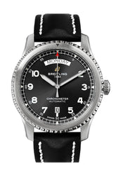 Breitling Navitimer Day Date Black Leather Tang A45330101 B1X1 Watch